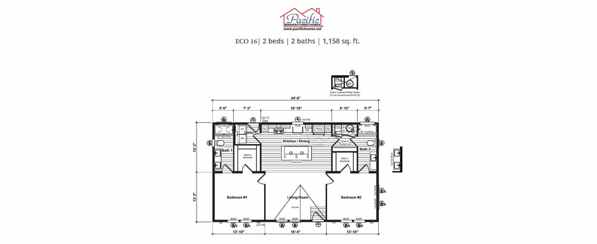 PACIFIC ECO 16 - 2BD X 2BA 1,158 SQFT