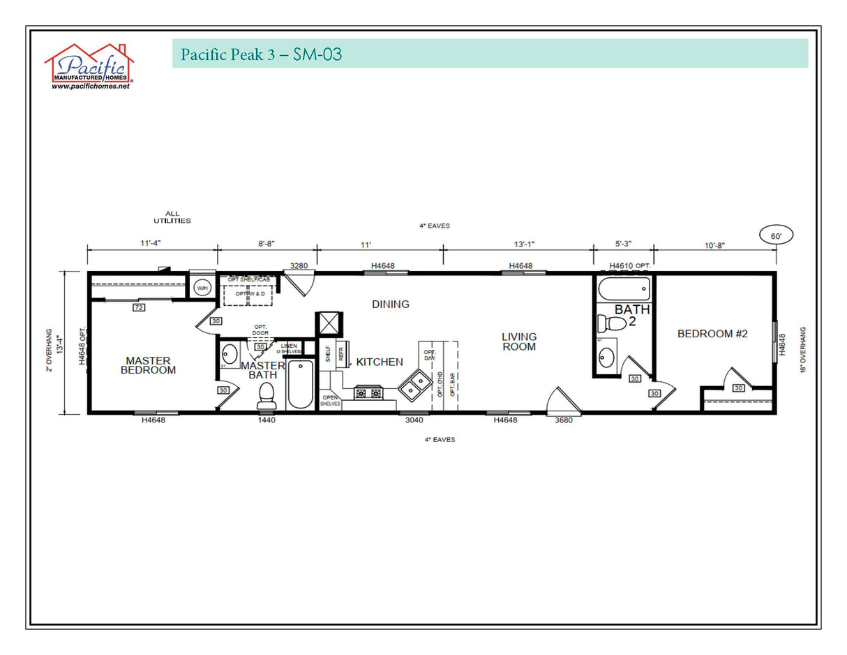 PACIFIC PEAK 3 - 2BD X 2BA 800 SQFT