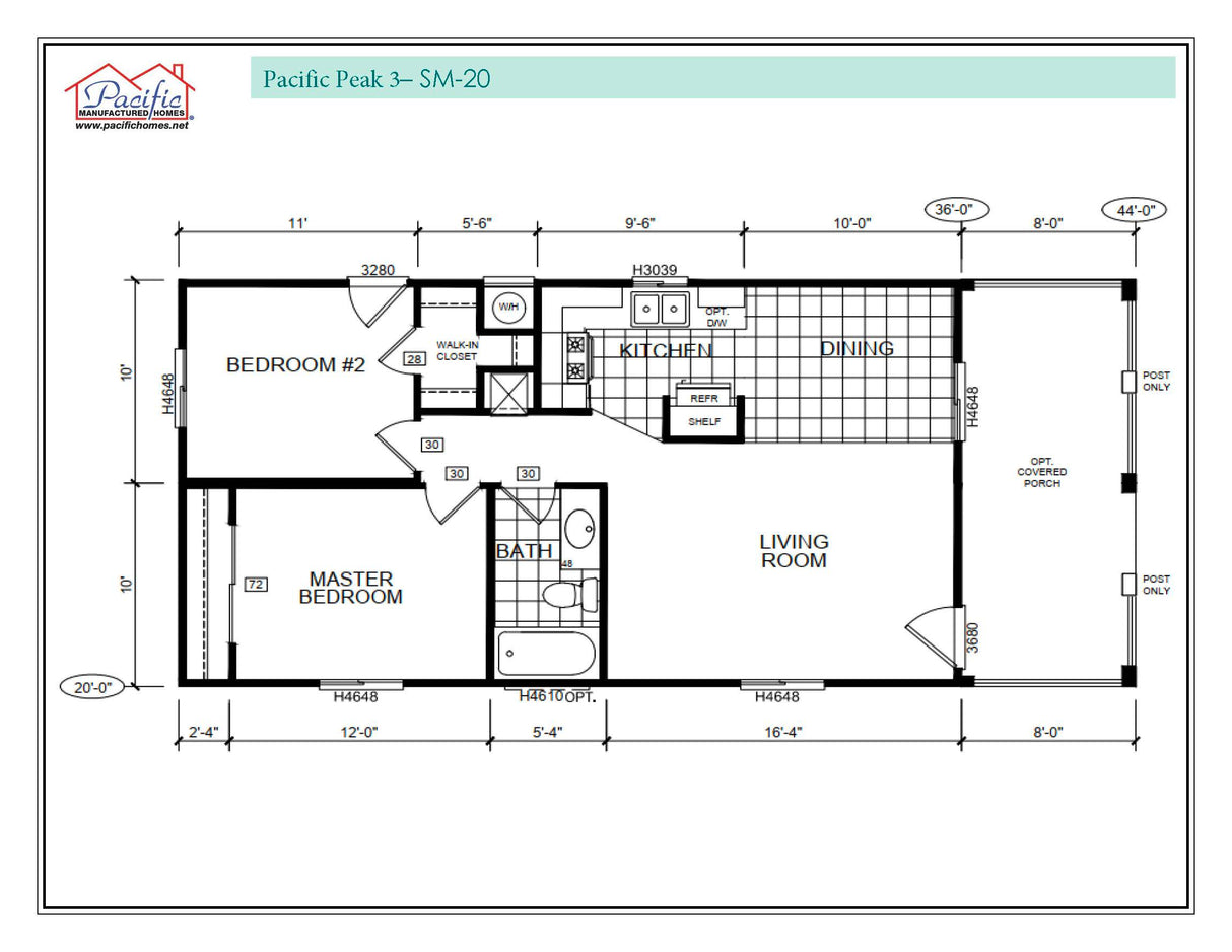 PACIFIC PEAK 3 - 2BD X 2BA 800 SQFT