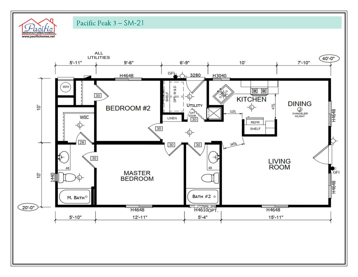 PACIFIC PEAK 3 - 2BD X 2BA 800 SQFT