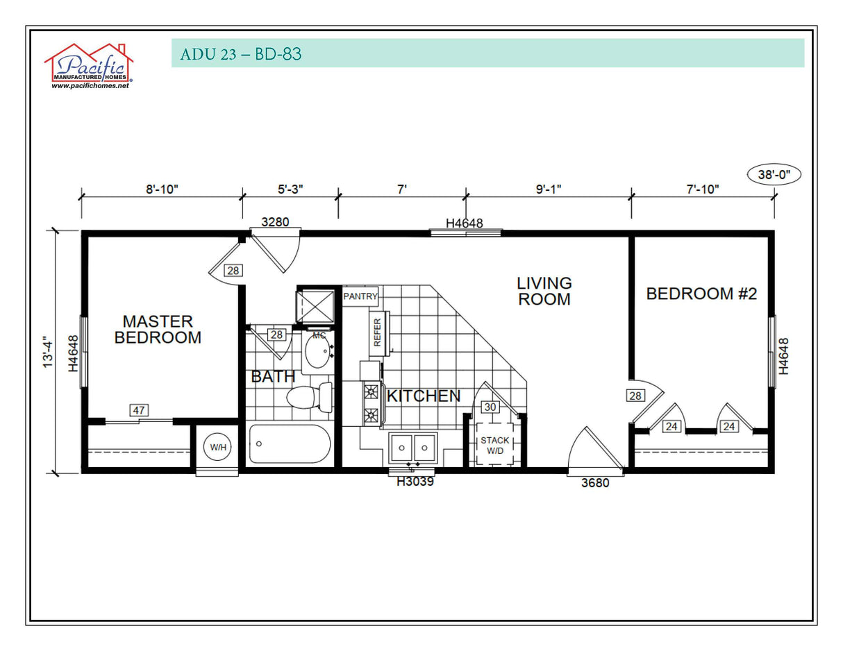 PACIFIC ADU 23 - 2BD X 1BA 507 SQFT