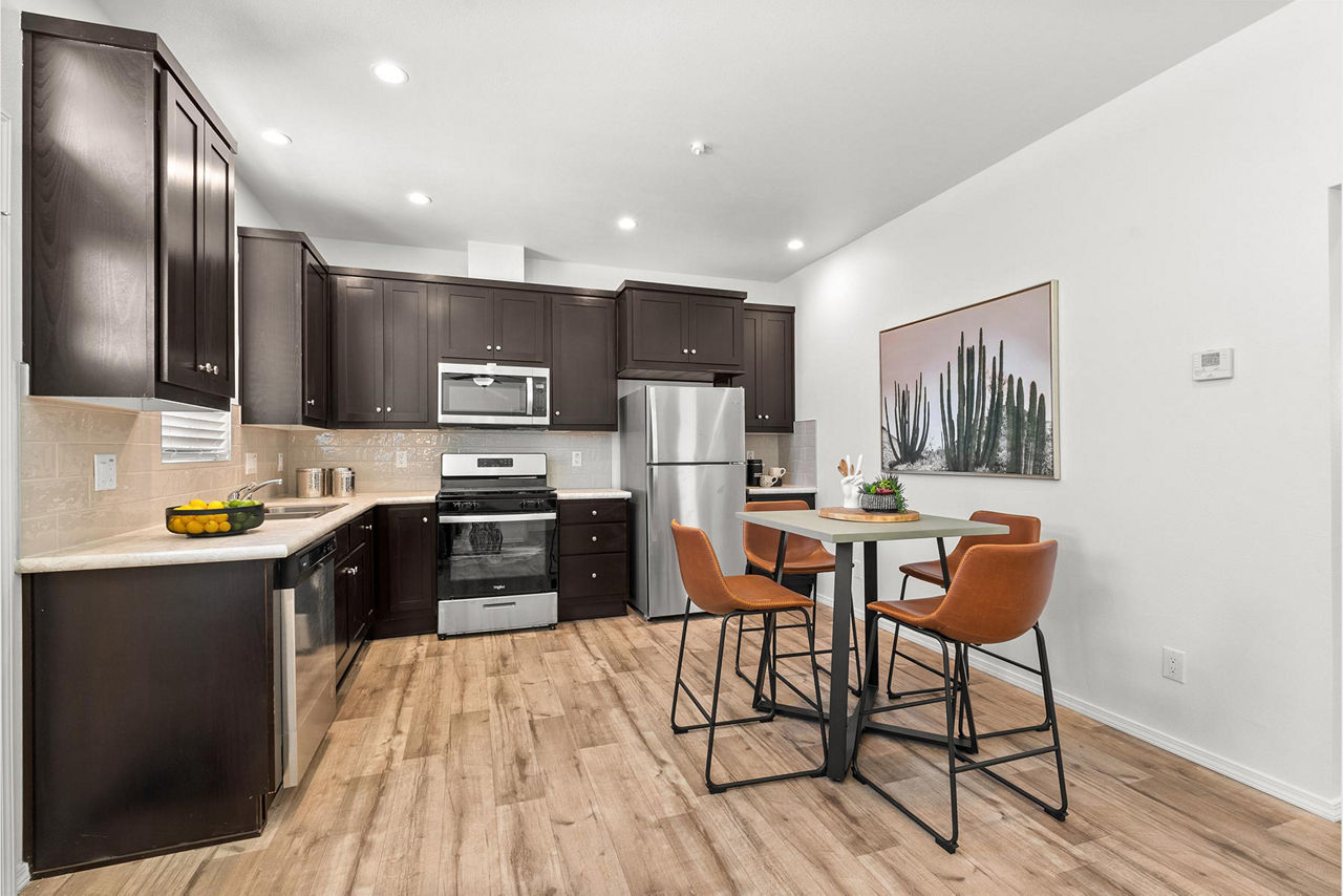 Pacific Duplex unit one kitchen and dining